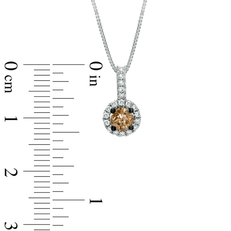 Main Image 2 of 3/8 CT. T.W. Champagne and White Diamond Frame Pendant in 14K White Gold