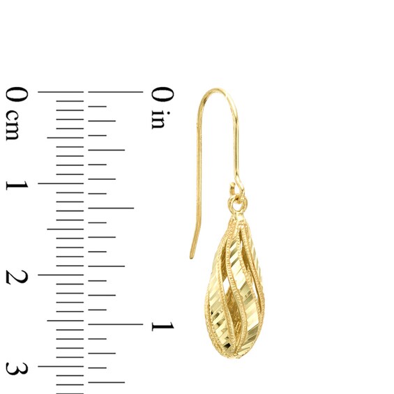 Diamond-Cut Teardrop Earrings in 10K Gold