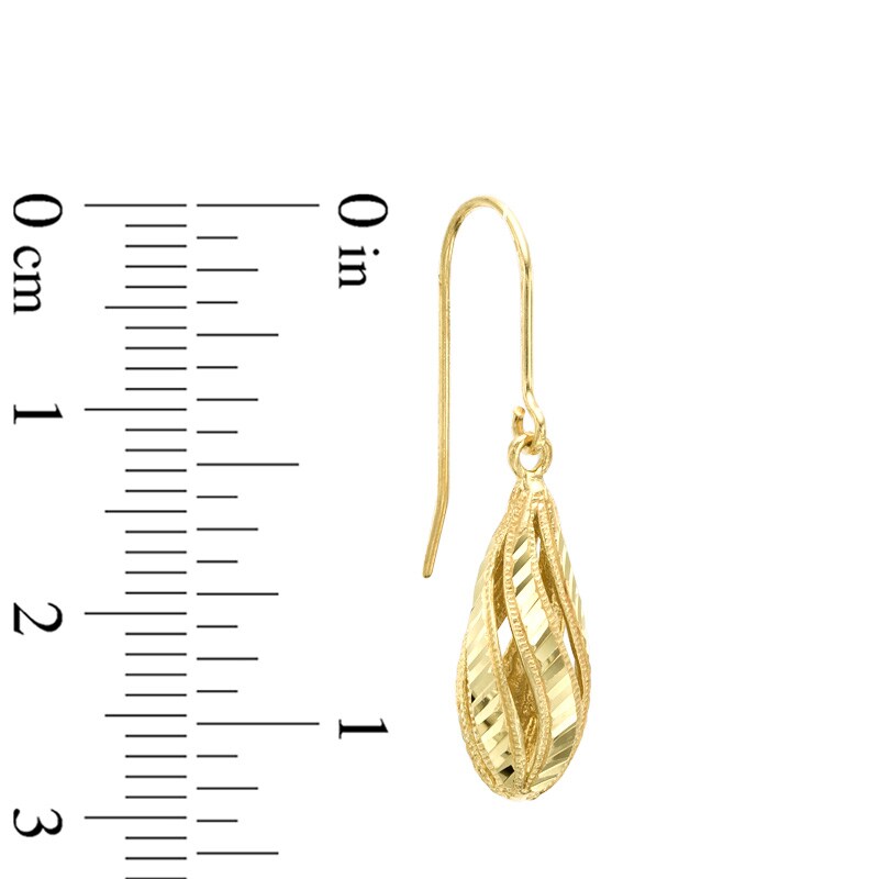 Main Image 2 of Diamond-Cut Teardrop Earrings in 10K Gold