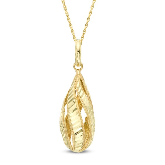 Diamond-Cut Teardrop Pendant in 10K Gold
