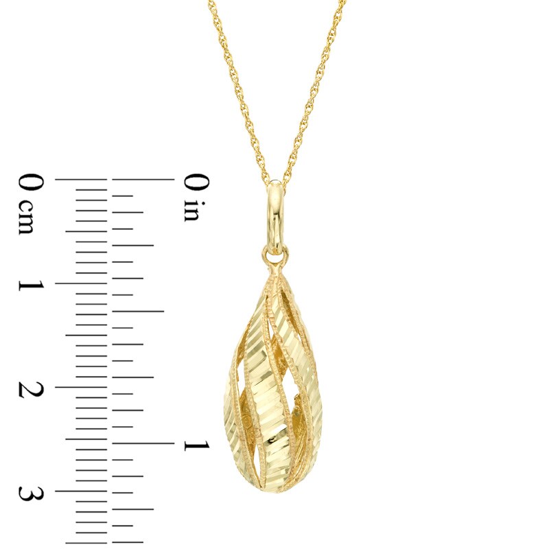 Diamond-Cut Teardrop Pendant in 10K Gold