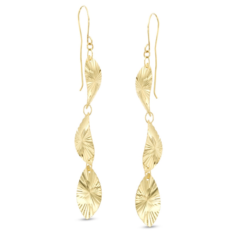 Main Image 1 of Diamond-Cut Sparkle Drop Earrings in 10K Gold