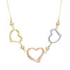 Thumbnail Image 1 of Triple Heart Necklace in 10K Tri-Tone Gold - 17"