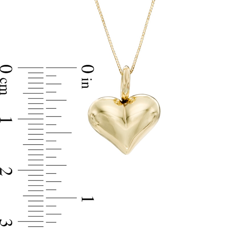 Polished Puff Heart Pendant in 10K Gold - 17"