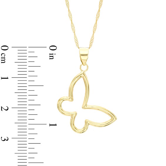 Butterfly Outline Pendant in 10K Gold - 17"