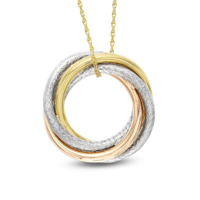 Main Image 1 of Love Knot Pendant in 10K Tri-Tone Gold