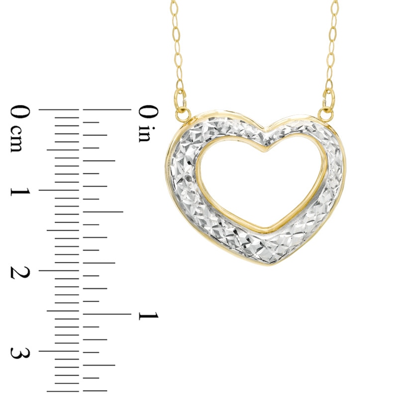 Diamond-Cut Heart Pendant in 10K Two-Tone Gold - 17"