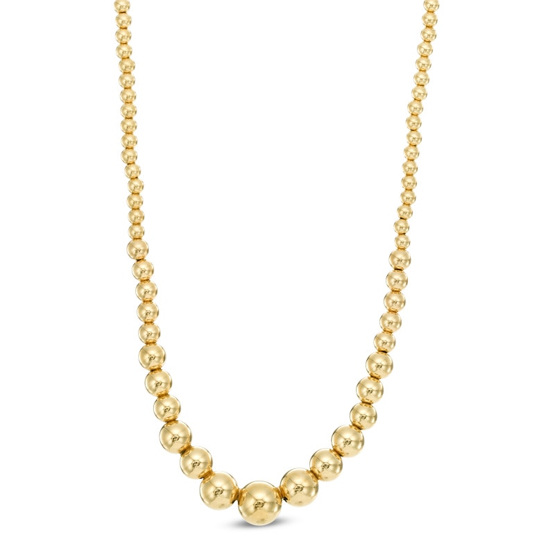 Graduated Bead Necklace in 10K Gold - 17