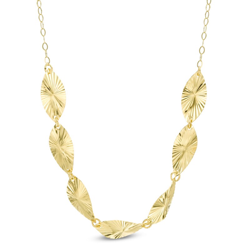 Main Image 1 of Curved Marquise Disc Necklace in 10K Gold