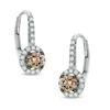 Thumbnail Image 0 of 7/8 CT. T.W. Champagne and White Diamond Frame Drop Earrings in 14K White Gold