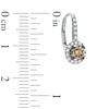 Thumbnail Image 1 of 7/8 CT. T.W. Champagne and White Diamond Frame Drop Earrings in 14K White Gold