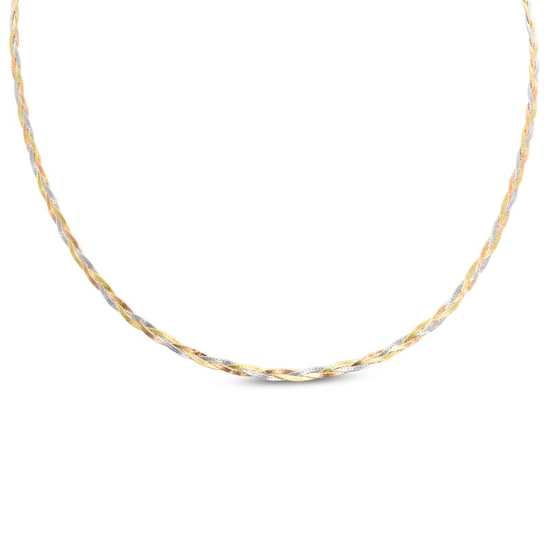 Main Image 1 of Herringbone Chain Necklace in 10K Tri-Tone Gold - 17"