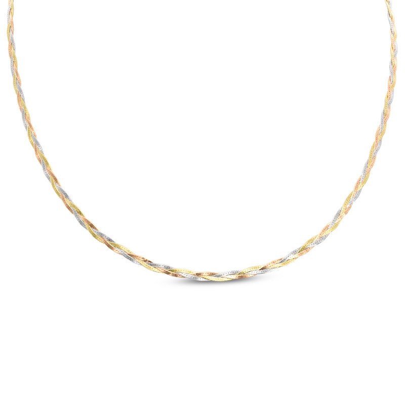 Herringbone Chain Necklace in 10K Tri-Tone Gold - 17"