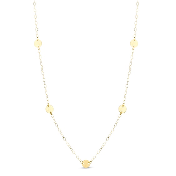 Round Disc Necklace in 10K Gold - 30"