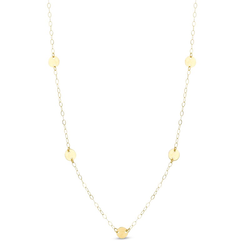 Main Image 1 of Round Disc Necklace in 10K Gold - 30"