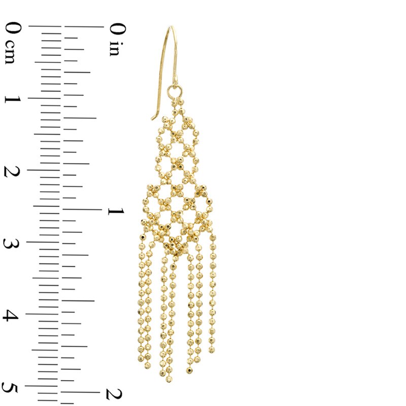 Main Image 2 of Beaded Chain Fringe Drop Earrings in 10K Gold