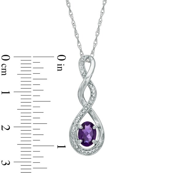 Oval Amethyst and Diamond Accent Infinity Twist Pendant in Sterling Silver