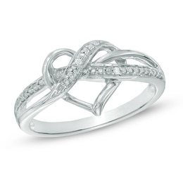 Diamond Accent Swirled Heart Ring in Sterling Silver