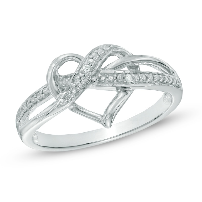 Main Image 1 of Diamond Accent Swirled Heart Ring in Sterling Silver