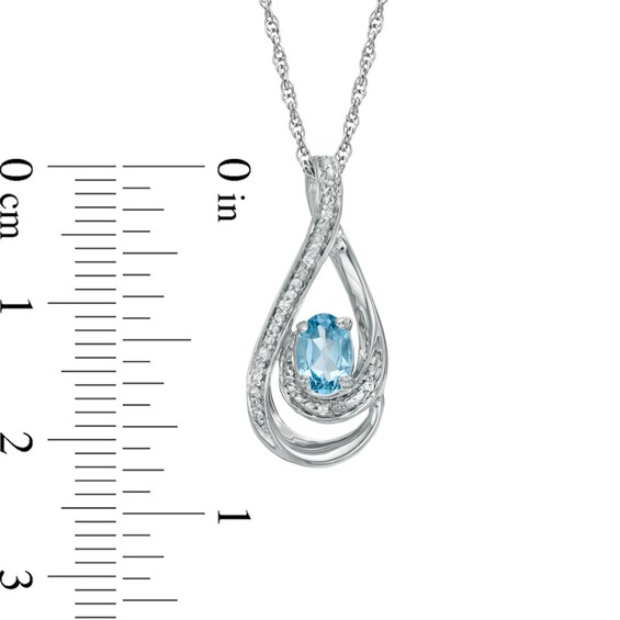 Oval Blue Topaz and Diamond Accent Loop Pendant in Sterling Silver