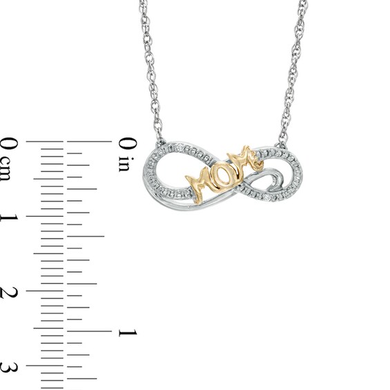 Diamond Accent Mom Infinity Necklace in Sterling Silver and 14K Gold Plate