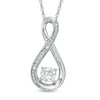 Thumbnail Image 0 of 5.0mm Lab-Created White Sapphire and Diamond Accent Infinity Pendant in Sterling Silver