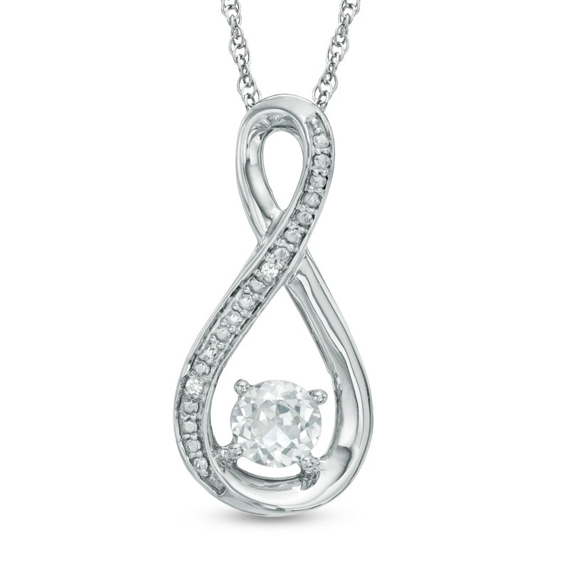 Main Image 1 of 5.0mm Lab-Created White Sapphire and Diamond Accent Infinity Pendant in Sterling Silver