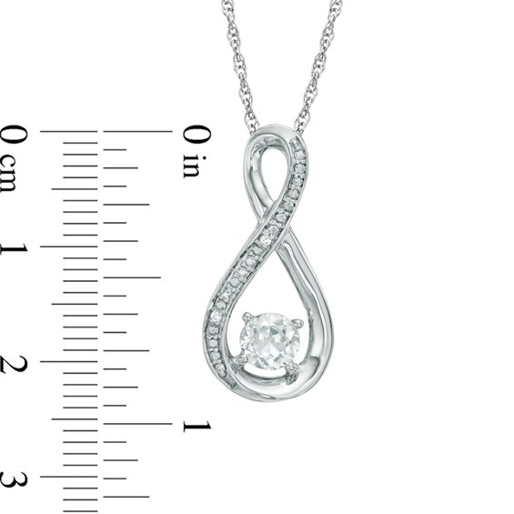 5.0mm Lab-Created Sapphire and Diamond Accent Infinity Pendant in Sterling Silver