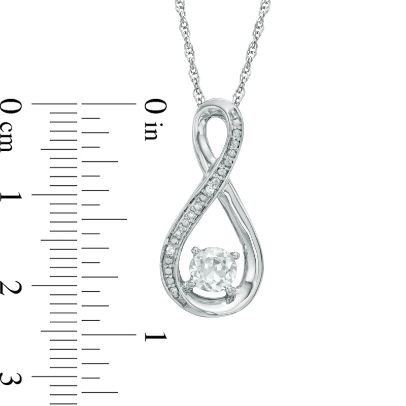 Main Image 2 of 5.0mm Lab-Created White Sapphire and Diamond Accent Infinity Pendant in Sterling Silver