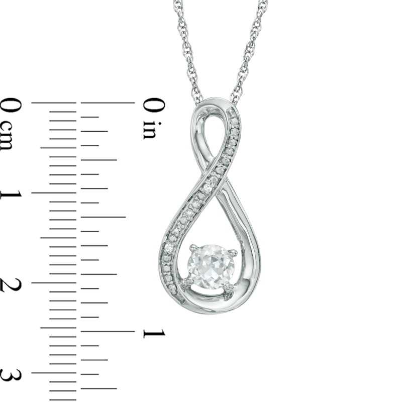 5.0mm Lab-Created White Sapphire and Diamond Accent Infinity Pendant in Sterling Silver