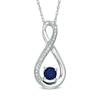 Thumbnail Image 1 of 5.0mm Lab-Created Blue Sapphire and Diamond Accent Infinity Pendant in Sterling Silver