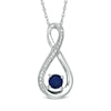 Thumbnail Image 0 of 5.0mm Lab-Created Blue Sapphire and Diamond Accent Infinity Pendant in Sterling Silver