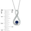 Thumbnail Image 2 of 5.0mm Lab-Created Blue Sapphire and Diamond Accent Infinity Pendant in Sterling Silver