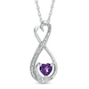 Thumbnail Image 0 of 5.0mm Heart-Shaped Amethyst and Diamond Accent Infinity Heart "MOM" Pendant in Sterling Silver