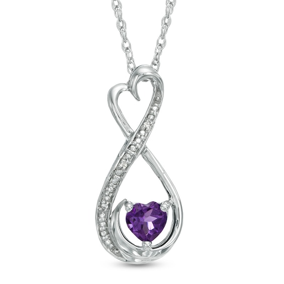 5.0mm Heart-Shaped Amethyst and Diamond Accent Infinity Heart 