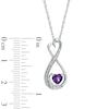 Thumbnail Image 2 of 5.0mm Heart-Shaped Amethyst and Diamond Accent Infinity Heart "MOM" Pendant in Sterling Silver