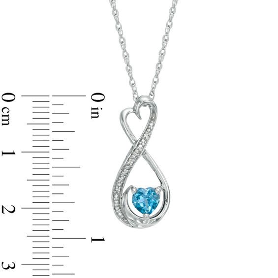 5.0mm Heart-Shaped Blue Topaz and Diamond Accent Infinity Heart Mom Pendant in Sterling Silver