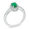 Thumbnail Image 2 of Oval Emerald and 1/5 CT. T.W. Diamond Frame Ring in 14K White Gold