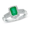 Thumbnail Image 0 of Emerald-Cut Emerald and 1/4 CT. T.W. Diamond Frame Ring in 14K White Gold
