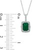 Thumbnail Image 2 of Emerald-Cut Emerald and 1/6 CT. T.W. Diamond Frame Pendant in 14K White Gold