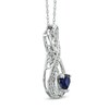 Thumbnail Image 2 of 5.0mm Heart-Shaped Lab-Created Blue Sapphire and Diamond Accent Infinity Heart "MOM" Pendant in Sterling Silver