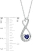 Thumbnail Image 3 of 5.0mm Heart-Shaped Lab-Created Blue Sapphire and Diamond Accent Infinity Heart "MOM" Pendant in Sterling Silver