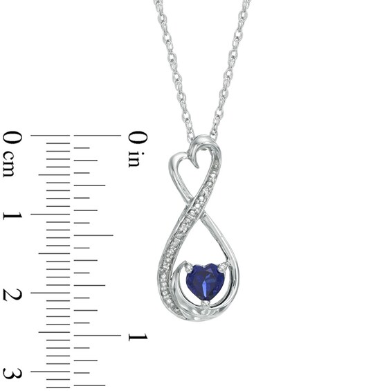 5.0mm Heart-Shaped Lab-Created Blue Sapphire and Diamond Accent Infinity Heart Mom Pendant in Sterling Silver