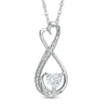 Thumbnail Image 0 of 5.0mm Heart-Shaped Lab-Created White Sapphire and Diamond Accent Infinity Heart "MOM" Pendant in Sterling Silver