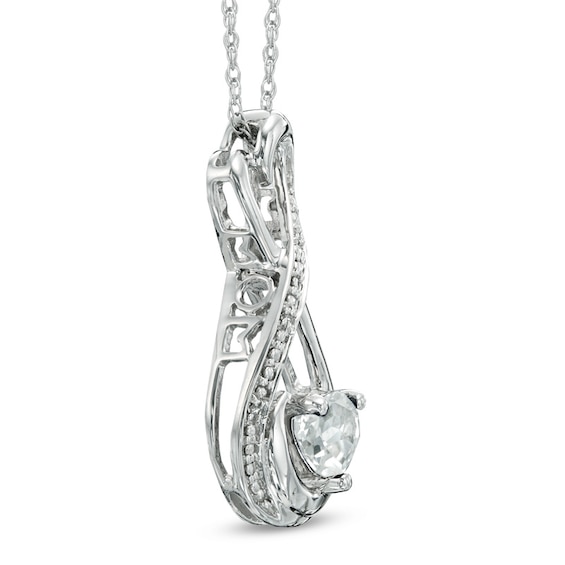 5.0mm Heart-Shaped Lab-Created White Sapphire and Diamond Accent Infinity Heart Mom Pendant in Sterling Silver