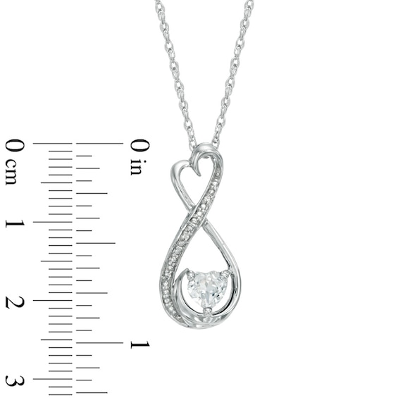 5.0mm Heart-Shaped Lab-Created White Sapphire and Diamond Accent Infinity Heart Mom Pendant in Sterling Silver