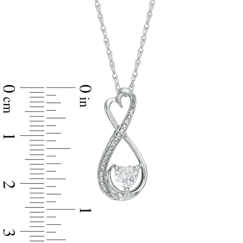 5.0mm Heart-Shaped Lab-Created White Sapphire and Diamond Accent Infinity Heart "MOM" Pendant in Sterling Silver