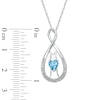 Thumbnail Image 1 of 5.0mm Heart-Shaped Blue Topaz and Diamond Accent "MOM" Infinity Pendant in Sterling Silver