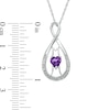 Thumbnail Image 1 of 5.0mm Heart-Shaped Amethyst and Diamond Accent "MOM" Infinity Pendant in Sterling Silver