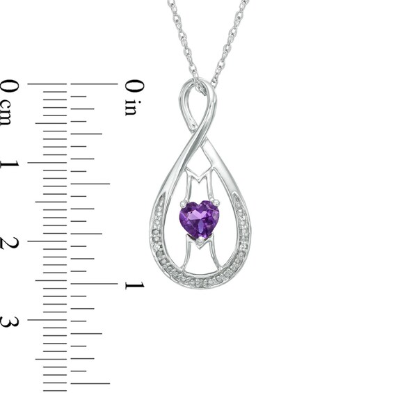 5.0mm Heart-Shaped Amethyst and Diamond Accent Mom Infinity Pendant in Sterling Silver